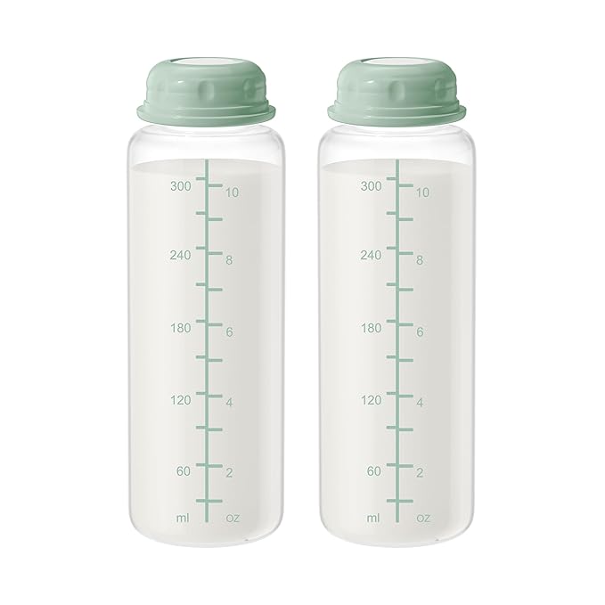 11oz Breastmilk Storage Bottles, Compatible with Momcozy Milk Cooler 12oz, Narrow Neck Baby Bottles, BPA-Free & Leakproof, Must-Have Breastfeeding Essentials, 2PCS