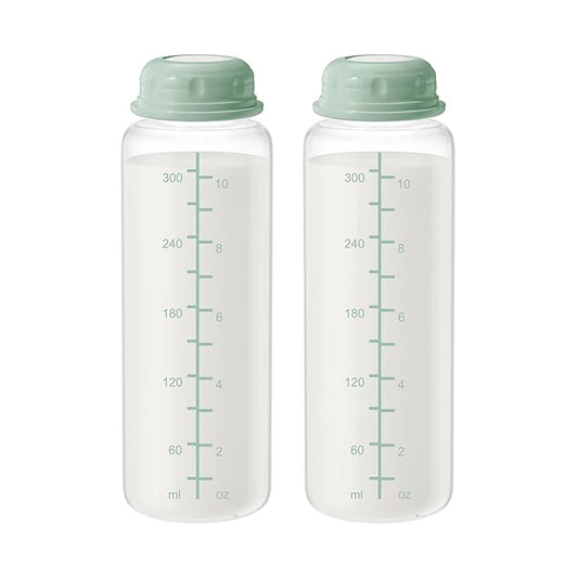 11oz Breastmilk Storage Bottles, Compatible with Momcozy Milk Cooler 12oz, Narrow Neck Baby Bottles, BPA-Free & Leakproof, Must-Have Breastfeeding Essentials, 2PCS