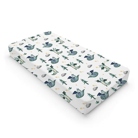 Fairy Tale Dragon Trees Stars Changing Pad Covers Watercolor Dragons Diaper Changing Table Cover Sheets for Boy Girl Soft Stretchy Snug Fitted Baby Changing Pad Mats 32''x16'' Green
