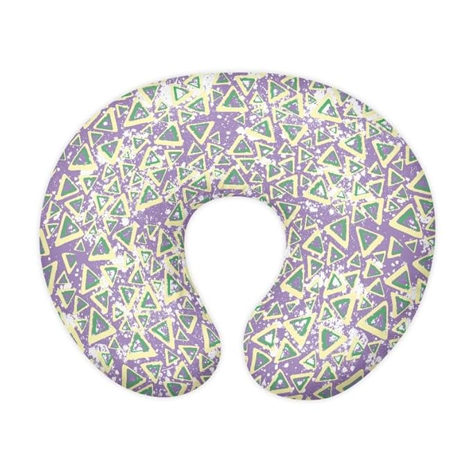 Abstract Triangle Baby Nursing Pillow Cover Light Purple Geometric Stretchy Nursing Pillow Covers for Mom Baby Watercolor Splash Triangular Removable Nursing Pillow Cover