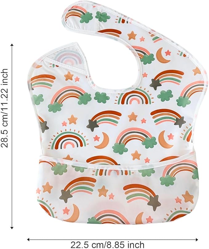PandaEar 5 Pack Baby Bibs for Boys & Girls, Waterproof Adjustable Mealtime Bibs for Toddler 6-24 Months, Lightweight Soft