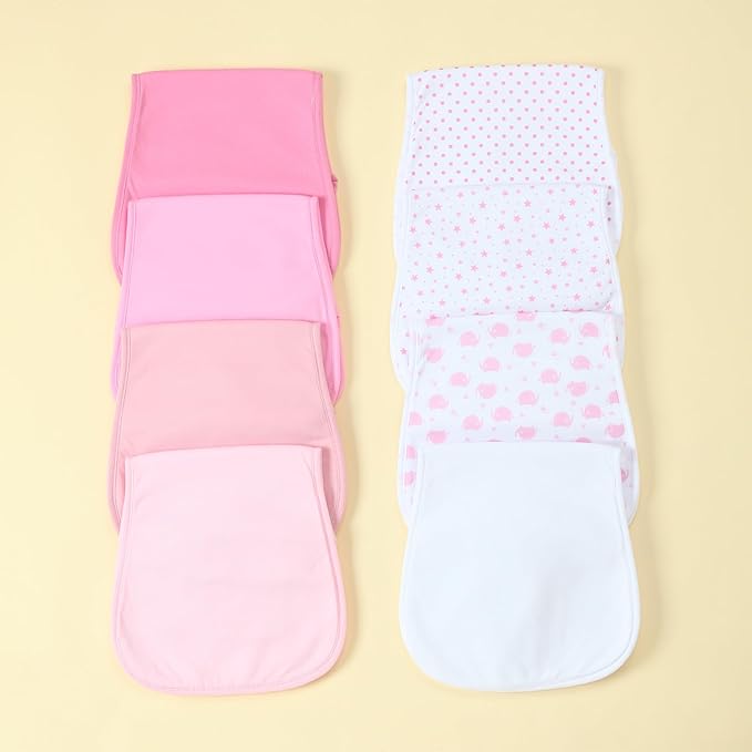 Waterproof Baby Burp Cloths 8-Pack - 4-Layer Super Absorbent Fabric, Extra Soft Plush Spit Up Rags for Newborns Infants, Unisex for Baby Boy Girl, Milk Spit Up Infant Towels