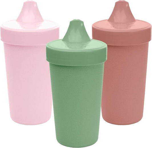 Re-Play Spill-Proof Sippy Cups for Toddlers - Kids Reusable 10 Oz Set of 3, Dishwasher & Microwave Safe, Made in USA, Blossom