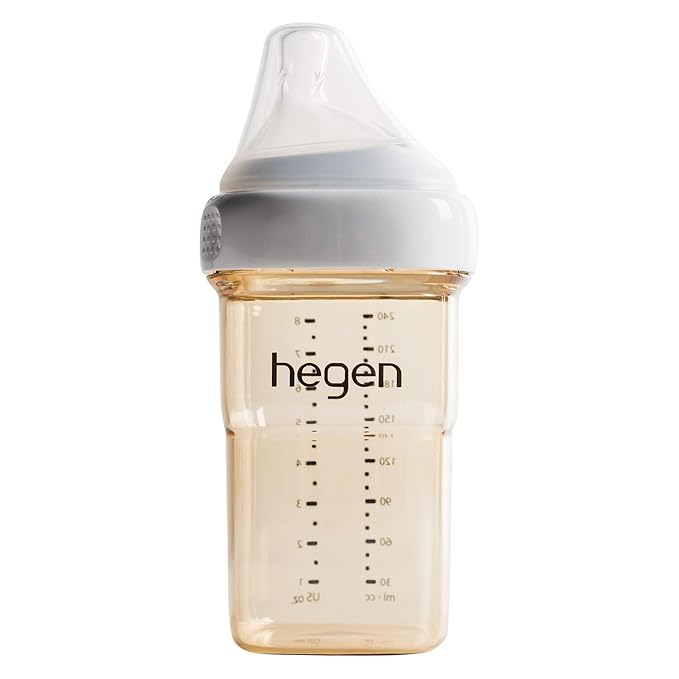 hegen Baby Bottles - Anti Colic Baby Bottles Wide Neck- Breastfeeding System 8 oz with Medium Flow Teats