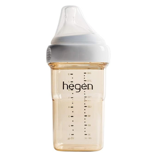 hegen Baby Bottles - Anti Colic Baby Bottles Wide Neck- Breastfeeding System 8 oz with Medium Flow Teats
