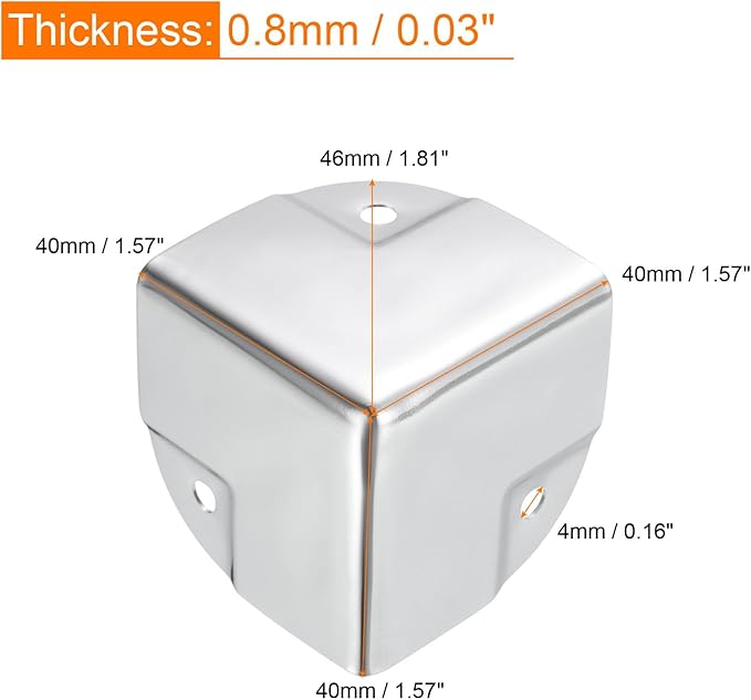 uxcell Metal Box Corner Protectors Box Edge Guard Protector 40 x 40 x 40mm Silver Tone 16pcs for Table Corners and Desk Corners