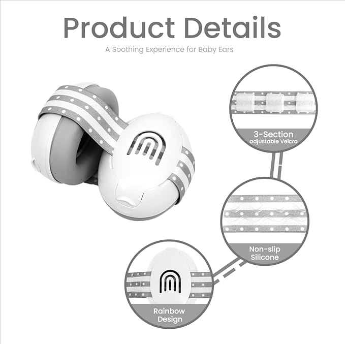 Adjustable Baby & Toddler Noise Cancelling Headphones - Ear Muffs for Kids 1-3 for Airplane Travel