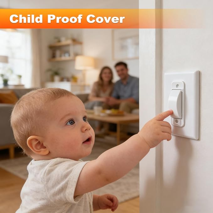 Light Switch Guard, 4 Pack Light Switch Lock, Light Switch Cover Guard, Child Proof Light switch cover, Prevent Children and Adults from Accidentally Turning Your Lights on or off (White)