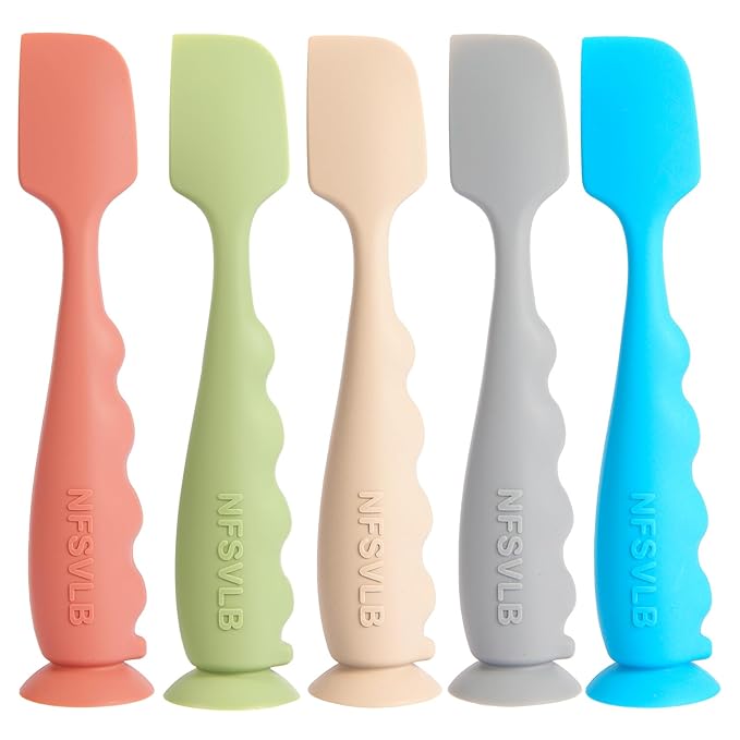 Diaper Cream Spatula with Case,2 Large 2 Mini Butt Paste Spatula with 3 Travel Case,Soft Baby Butt spatula Diaper Cream Applicator diaper Rash spatula Bum spatulas Brush (Green-White)