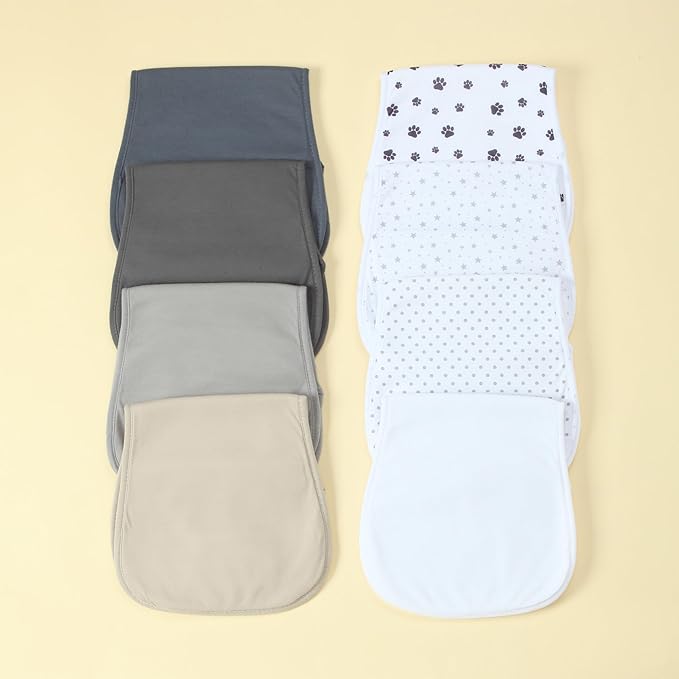 Waterproof Baby Burp Cloths 8-Pack - 4-Layer Super Absorbent Fabric, Extra Soft Plush Spit Up Rags for Newborns Infants, Unisex for Baby Boy Girl, Milk Spit Up Infant Towels