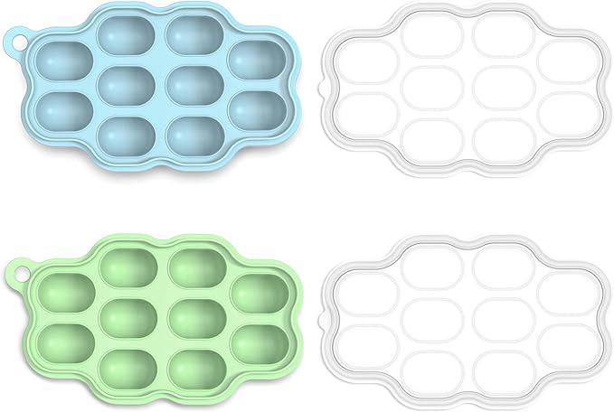 KingKam Baby Food Freezer Trays with Lids (2 Pack), Silicone Nibble Freezer Tray, Breastmilk Popsicle Molds, Baby Food Storage Containers Ice Cube Tray Maker