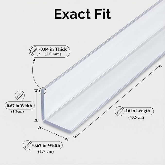 Clear Self-Adhesive Mini Wall Corner Protectors, Cute Corner Guards & Edge Protector for Wall Door Frame Cabinet Baseboard & Door, Table, Stair, Easy to Cut (1.7x40.6cm/0.67x16in)
