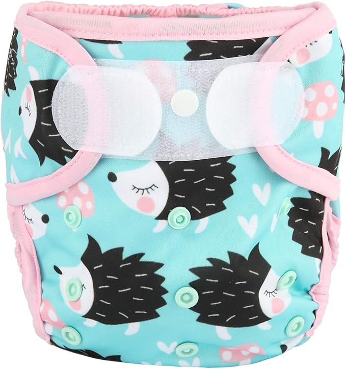 Baby Cloth Diaper Cover Nappy Hook and Loop Double Gusset for Girls (Hedgehogs) One Size