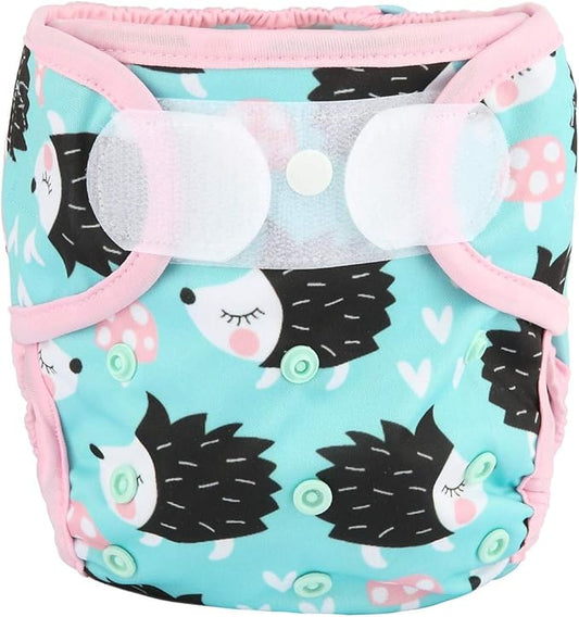 Baby Cloth Diaper Cover Nappy Hook and Loop Double Gusset for Girls (Hedgehogs) One Size