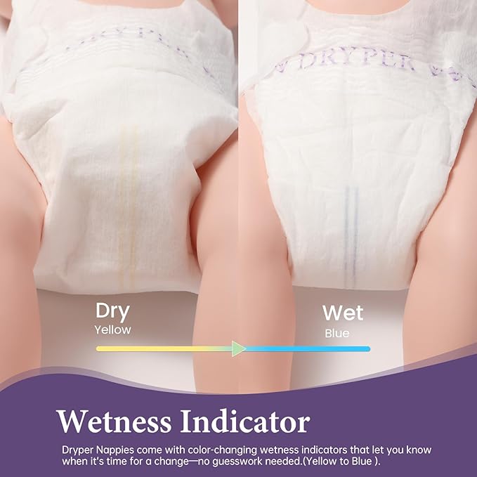Baby Diapers, DRYPER Disposable Diaper, Size 5 Diapers (28-39 lbs), 3D Leak Guards & Wetness Indicator, Ultra-Soft & Thin, Fast Water Absorption Nappies, 114 Count