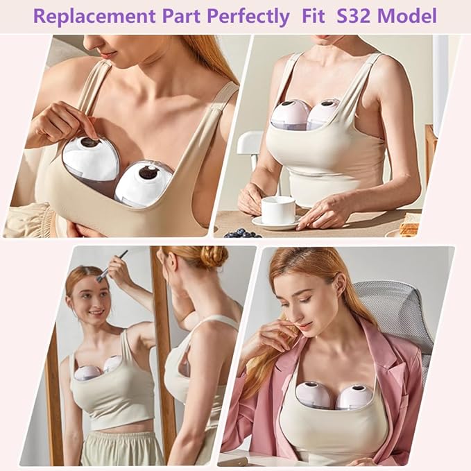 24mm Full S32 Breast Pump Set with 24mm Flange for NCVI NICEGREEN Nuliie Zooawa Sunnaltree Wearable Breast Pump, Duckbill Valve Diaphragm Flange Collector Replacement Parts for S32 Breast Pump