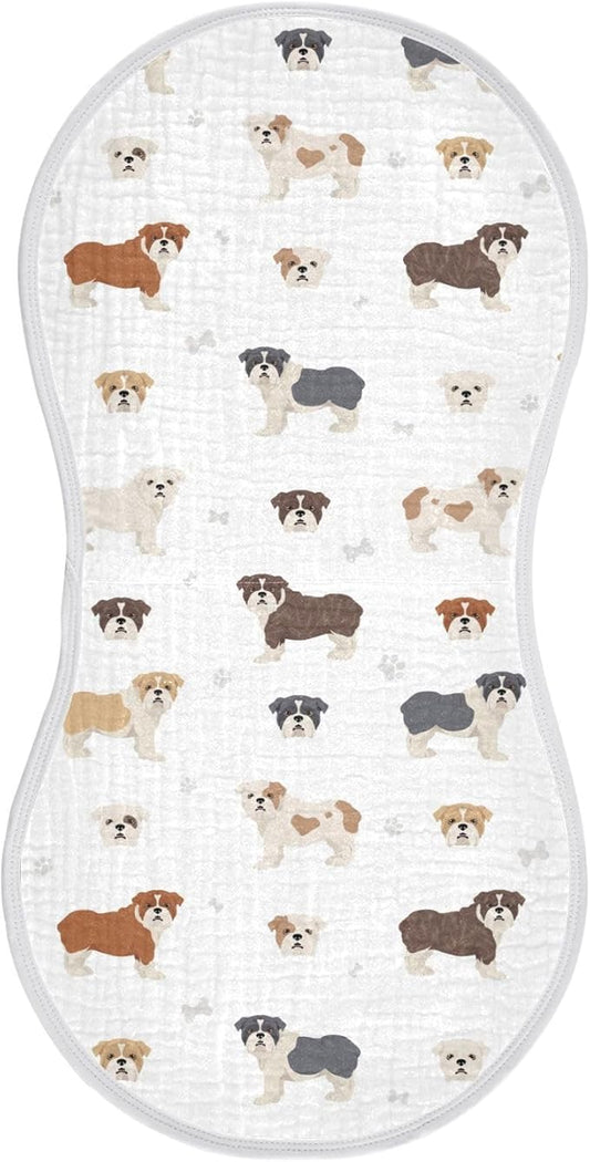 vvfelixl Burp Cloths Different English Bulldog for Baby Boy Girls Baby Washcloths Burp Rags 1 Pack
