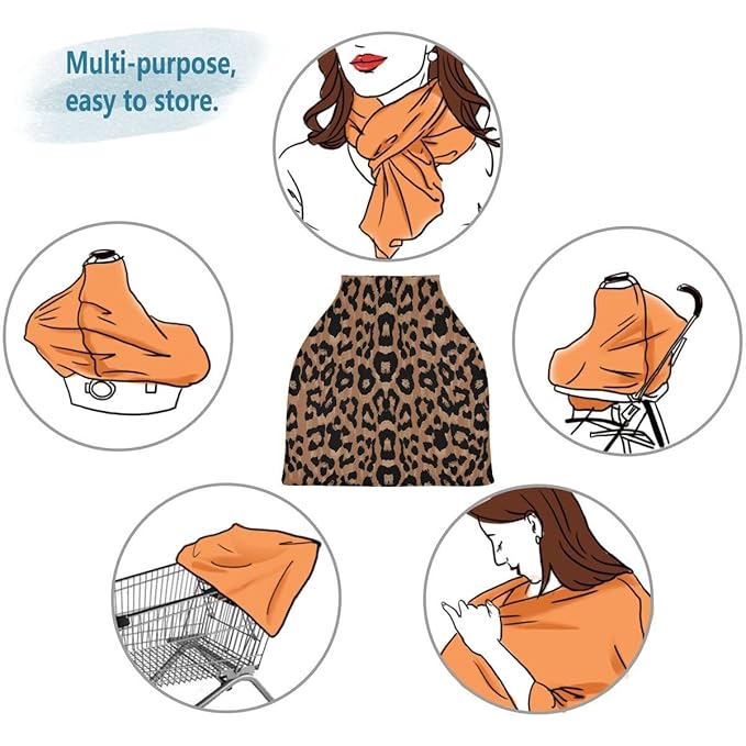 Breastfeeding Nursing Cover Baby Car Seat Canopy Cart Cover Cheeteh Leopard Print Blanket Stroller Poncho Cover