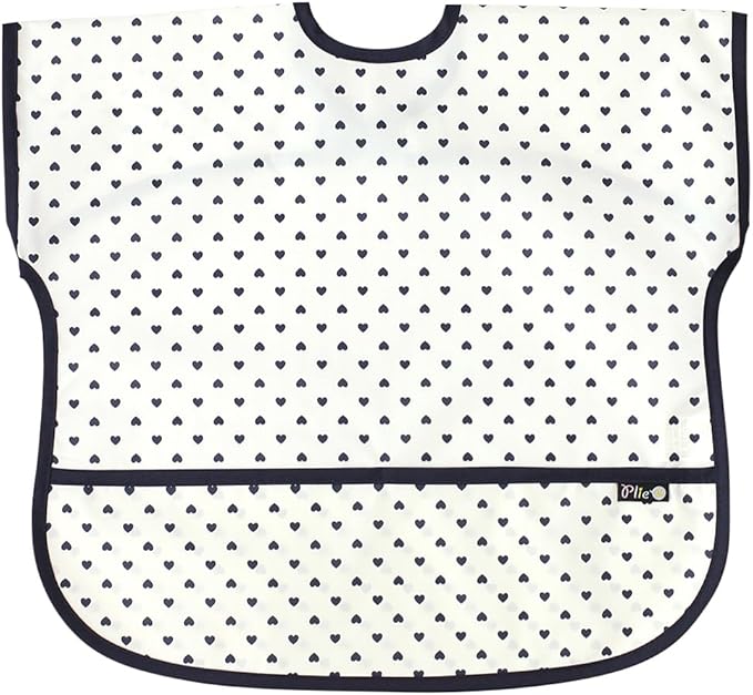 Plie Short Sleeve Waterproof Bib for Toddlers – Easy Clean Feeding Apron for Mealtime, Daycare, Self-Feeding, Lightweight