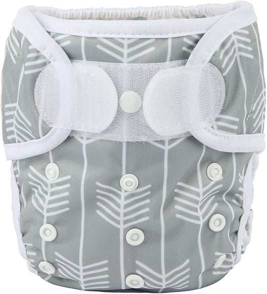 Baby Cloth Diaper Cover Nappy Hook and Loop Double Gusset 6.6lbs to 33lbs (Grey Arrow) One Size