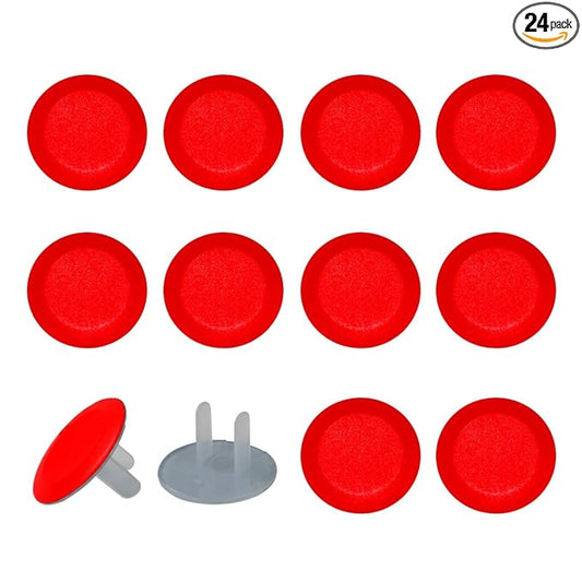 Pure Red Pattern Outlet Plug Covers - 12/24 Pack Safety Electrical Plug Protectors