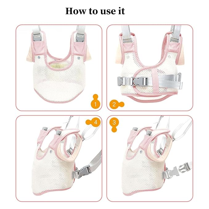 KIYUMI Baby Walking Harness Adjustable Handheld Kids Walker Helper Assistant Belt for Learning Walk Trainer Tool Walking Wing,3D mesh Pink