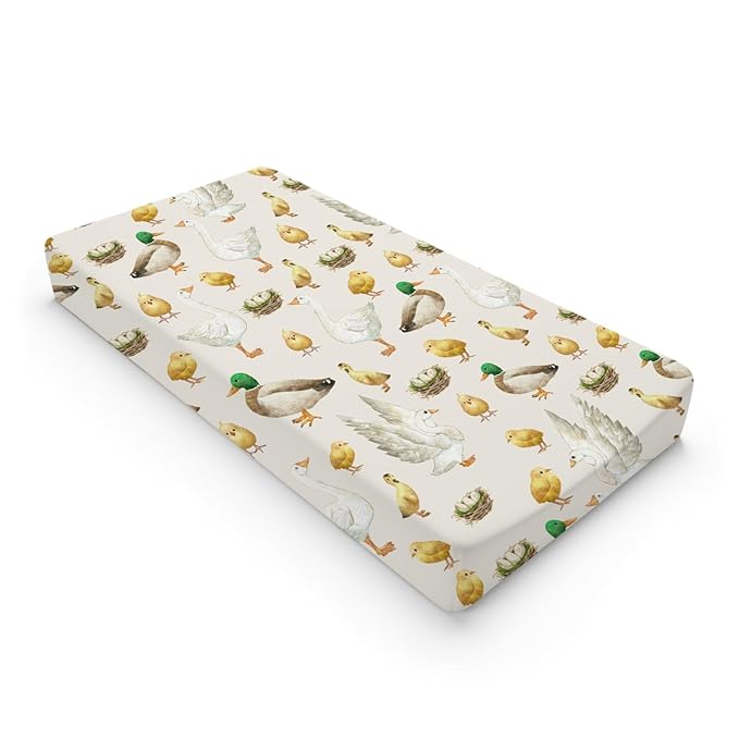 Watercolor Farm Birds Ducks Eggs Baby Changing Pad Covers for Boys & Girls 32''x16'' Farm Animals Unisex Fitted Changing Table Covers Sheets Comfort Soft Breathable Diaper Change Table Mats