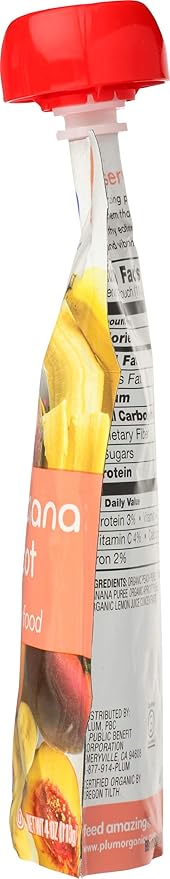 Plum Organics Stage 2, Organic Baby Food, Peach, Banana, and Apricot, 4.0 Ounce