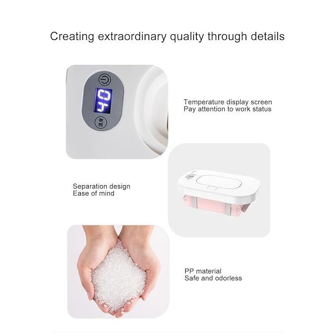 Baby Wipe Warmer and Baby Wet Wipes Dispenser, Refillable Constant Temperature Wipe Warmer, Portable Wipe Warmer USB Heating Wipe Case (White)