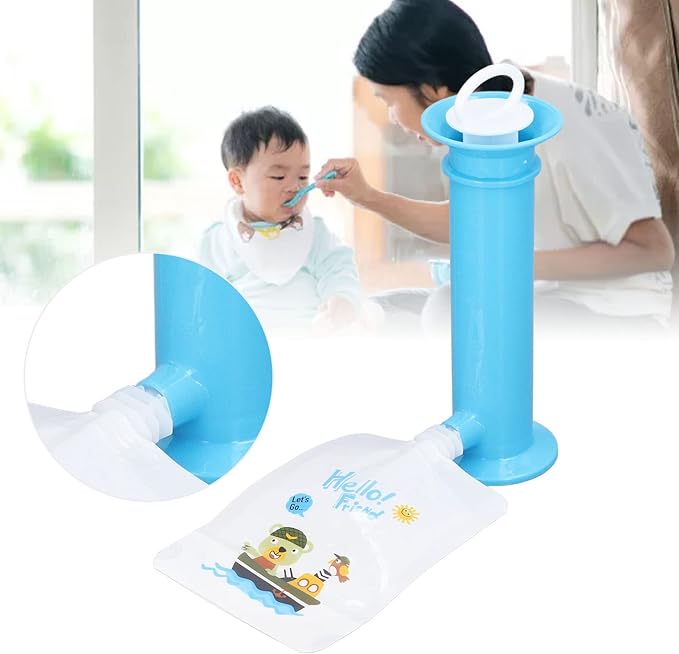 Jiawu Squeeze Station, Pouch Filling Station for Semi Solid Food for Babies and Toddlers, Reusable and BPA for Homemade Baby Food, Puree Squeezer Tool, with 6PCS Storage Bags