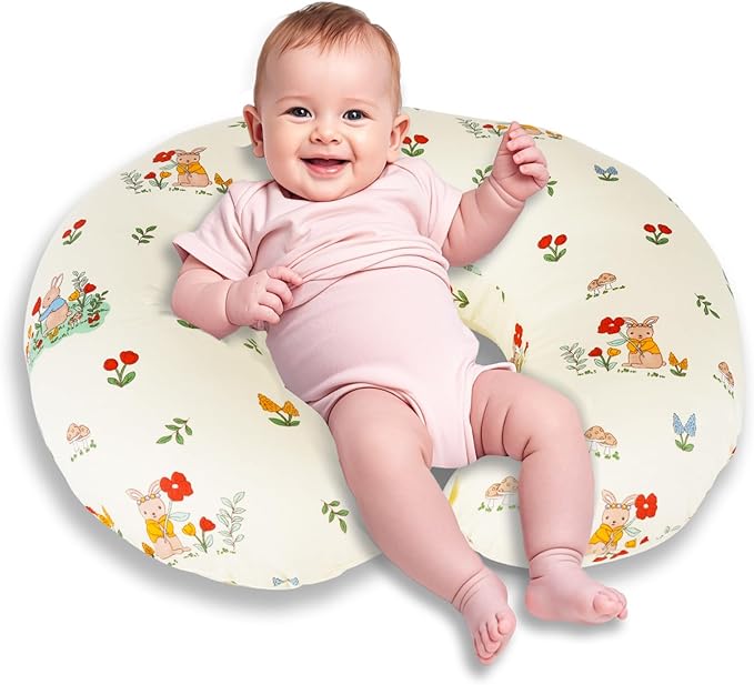 x-vesolje Nursing Pillow, Breastfeeding Pillow with Removable Cover, Ergonomic Breast Feeding Pillow, Baby Feeding Support Pillow for Mom Easier Breastfeeding- Original Size/Bunny