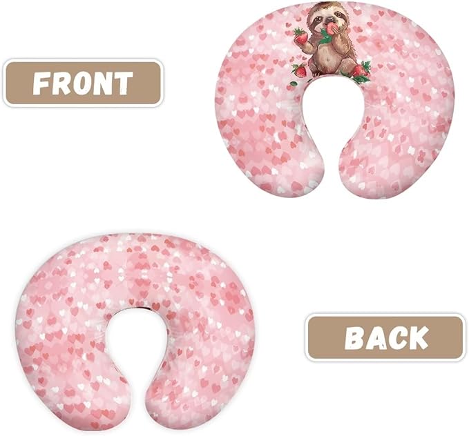 Pink Sloth Nursing Pillow Covers U-Shaped Sakura Feeding Pillow Cover for Nursing Pillow Hidden Zipper Design Soft and Skin-Friendly