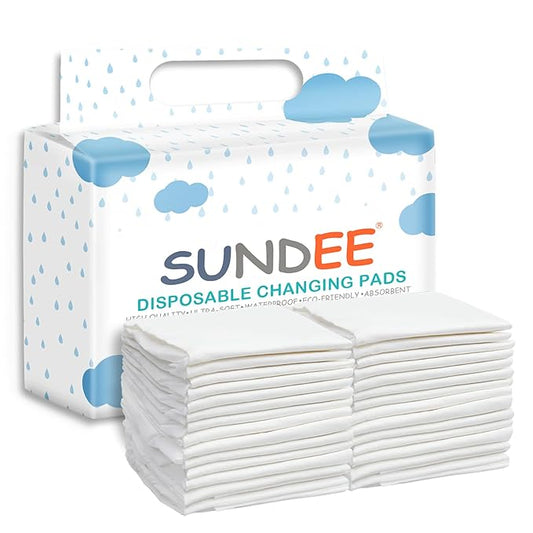 Baby Disposable Changing Pad, 25 Pack Soft Non-Woven Fabric Breathable Waterproof Underpads, Portable Leak-Proof Mattress Protector, Incontinence Bed Pads