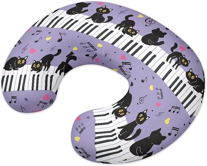 Black Cat 2 Nursing Pillow Cover Breast Feeding Pillow Covers 1 Pack for Breastfeeding Pillow Soft Fabric Fits Snug On Infant Feeding Cushion Cover Pillow Not Included