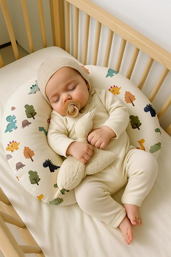 Nursing Pillow Covers 2 Pack, Breastfeeding Pillow Slipcovers Soft and Stretchy, Nursing Covers for Baby Girls Boys Newborn (Sage Dino)