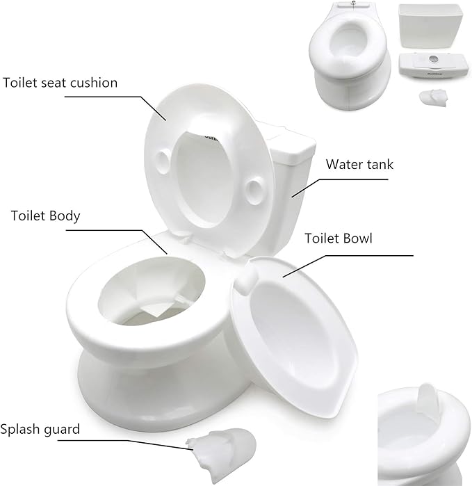 SMT- Baby Kids Portable White Realistic Toddler Potty Training Toilet w/Flushing Sound Baby Chair Seat Kid [P/N: ET-BABY004-WHITE]