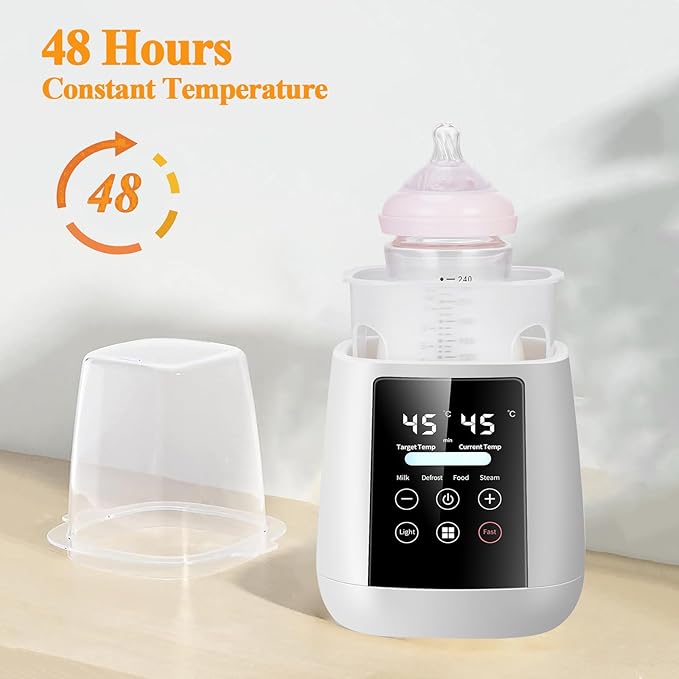 Baby Bottle Warmer All Bottles, Water Bath Milk Warmer 48H Thermostat Food Heater Breastmilk Thaw Formula Water Warming Steamer IMD LED Display Accurate Temperature Control