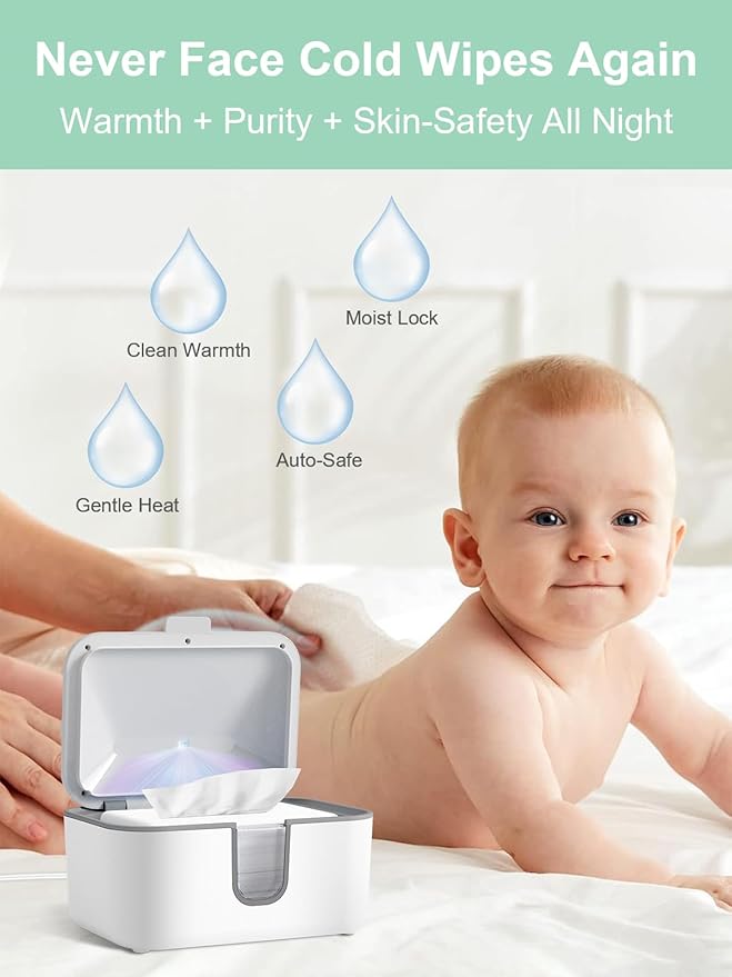 MOMYEASY Baby Wipe Warmer, Large Capacity Wipes Dispenser with 3 Temperature Modes, Even Heating Diaper Wipe Warmer with Night Light, Wipes Warmer for Babies/Adults