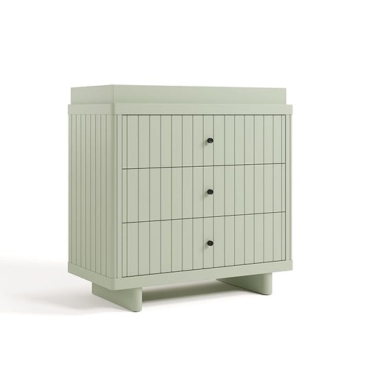 Storkcraft Kyoto 3 Drawer Chest with Topper (Sage) - GREENGUARD Gold Certified, Nursery & Kids' Bedroom Wood Chest, Interlocking Drawer System, and Easy Assembly with Pre-Installed Tracks