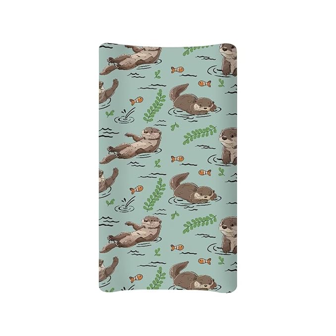 Otter Baby Changing Pad Cover Neutral Fish Changing Pad Sheets Newborn Infant Changing Table Covers Toddler Diaper Changing Mat Leaf