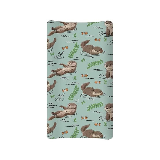 Otter Baby Changing Pad Cover Neutral Fish Changing Pad Sheets Newborn Infant Changing Table Covers Toddler Diaper Changing Mat Leaf