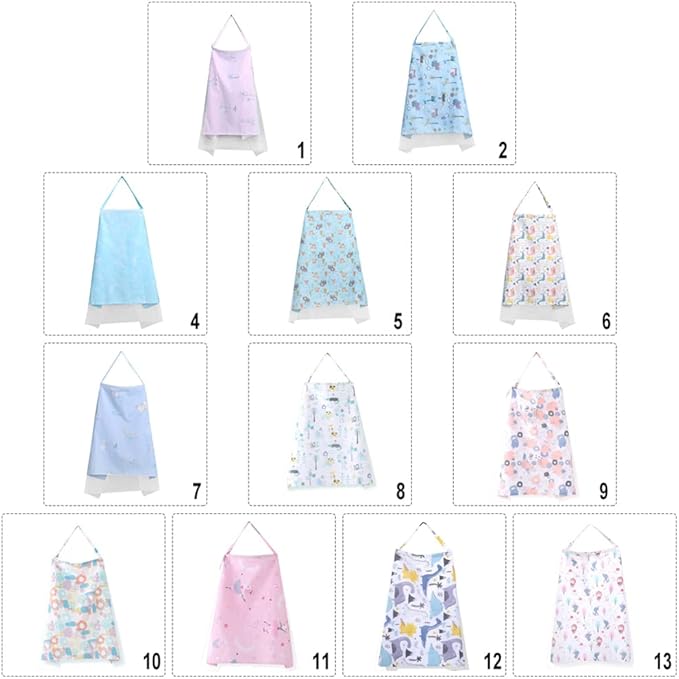 Surakey Nursing Cover - Large Breastfeeding Cotton Towel Cloth Mesh Adjustable - Soft, Breathable, Chemical-Free, 360° Coverage, Nursing Cover for Breastfeeding Baby Feeding - Color
