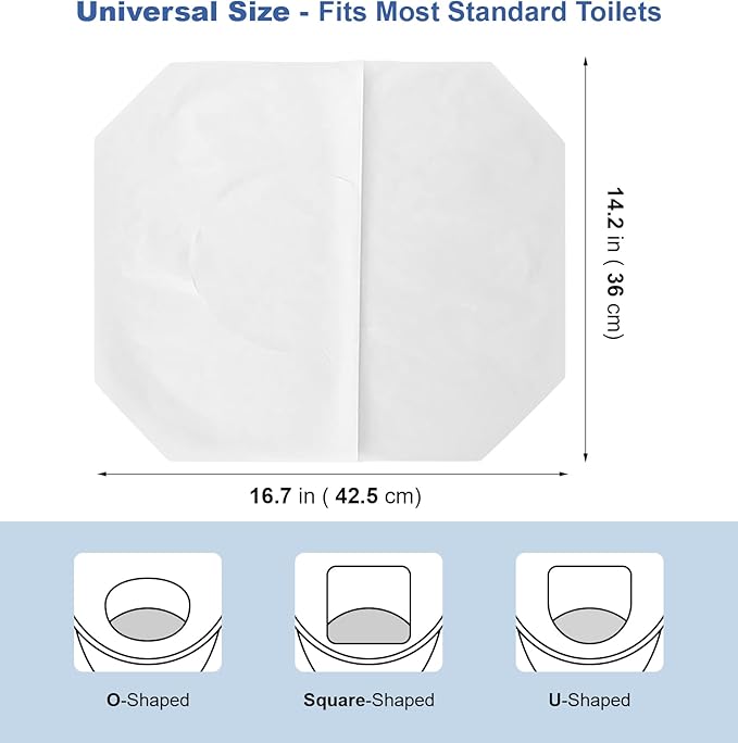 Toilet Seat Covers Disposable, 250 Pcs Flushable Disposable Toilet Seat Covers, Half-Fold Paper Toilet Liners for Travel, Airplane, Public Restrooms, Road Trips, Camping, Potty Training