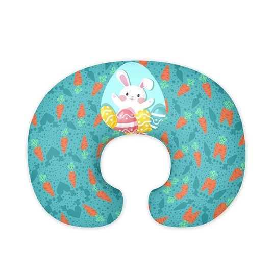 Rabbit Carrot Eggs Breastfeeding Pillow Slipcover for Baby Boys & Girls Lightweight Breathable Nursing Pillow Support Cover with Hidden Zipper for Easter Decor