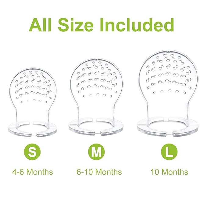 Food Feeder for Baby, Fruit Feeder Pacifier (3 Pcs) with 6 Different Sized Silicone Pacifiers,Silicone Baby Food Dispensing Spoon 90ML with Babies Spoons,Pacifier Clip Babies Feeding Set