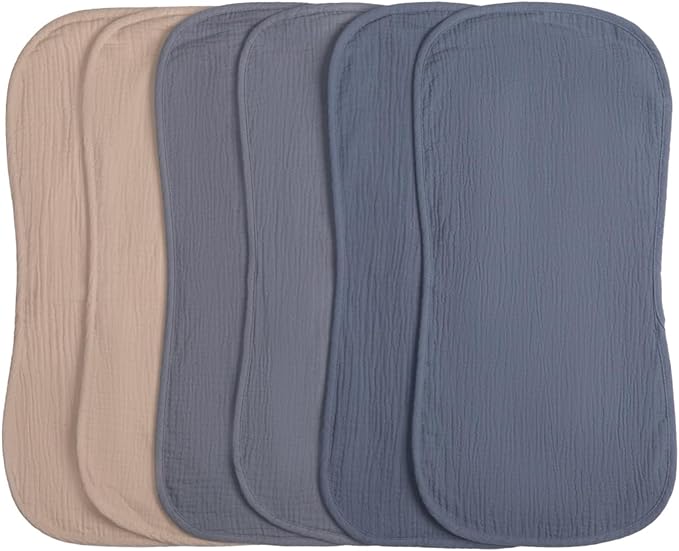 Muslin Burp Cloths 20" x 10",100% Cotton Pack of 6r, Extra Soft and Absorbent,Suitable for both boys and girls