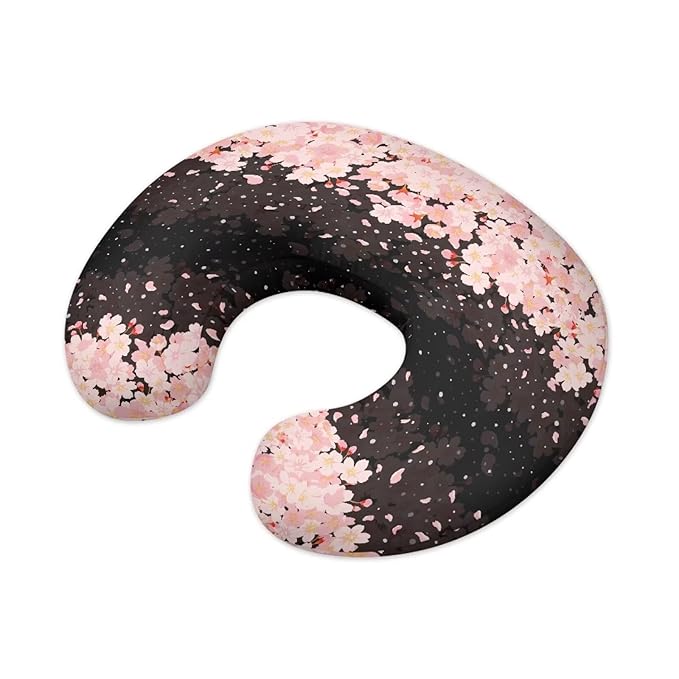 Cherry Blossom Nursing Pillow Slipcover Dustproof Skin-Friendly Nursing Pillow Cover Stretchy Removable Bottle and Breastfeeding Cover for Boys and Girls