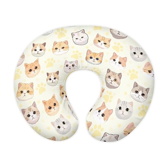 Cute Cat Footprints Nursing Pillow Covers Pillowcase Stretchy Positioner Case Comfortable Feeding Pillow Covers for Breastfeeding and Bottle Feeding