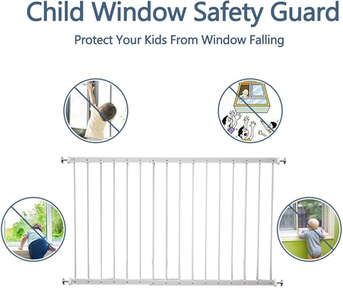 Fairy Baby Child Window Guards for Children Safety Window Gate Security Bars White,Fit 36.6-61.8 Inches Wide (2 Panels)