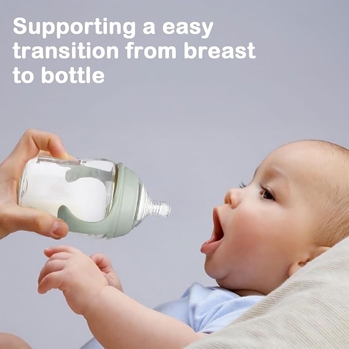 4 Pack Bottle Nipples Compatible with Natural Bottle, Replacement Soft Silicone Nipples, Breast-Like with Anti-Colic Valve (L, Fast Flow)